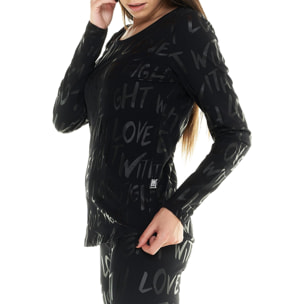 T-shirt Leone donna con maniche lunghe con stampa allover Blackout