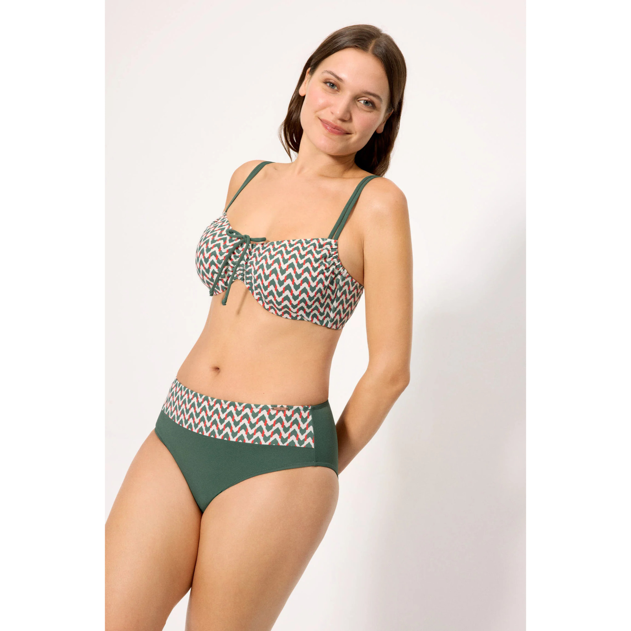Slip bikini vita alta modellante Verde
