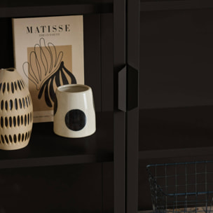 Buffet, vaisselier acier et verre trempé 2 portes 180cm ARKANSAS