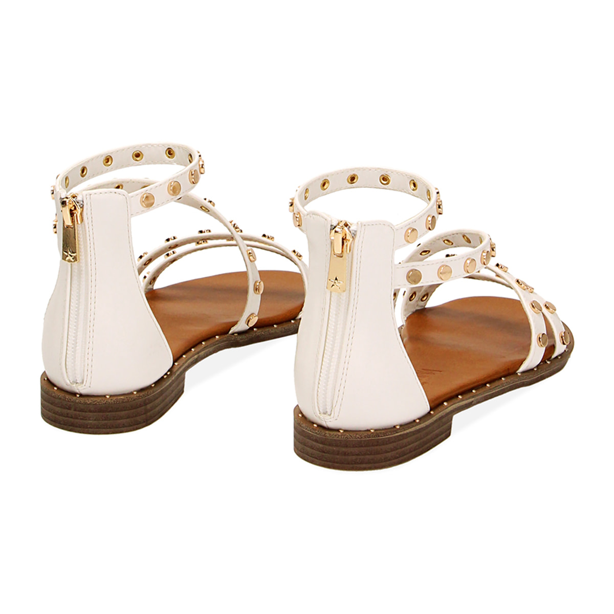 Sandali bassi bianchi con borchie