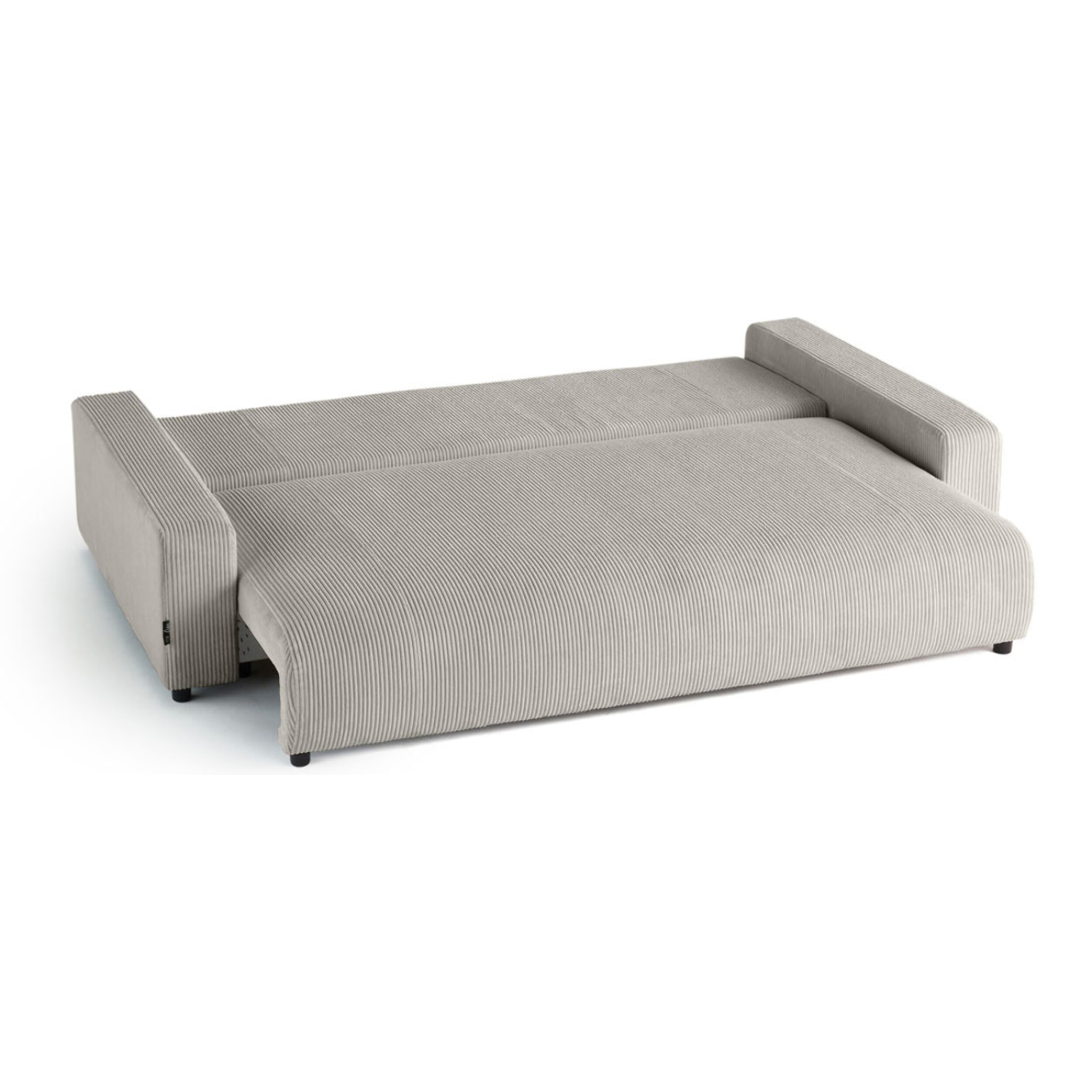 Pivoine - canapé droit 3 places - convertible avec coffre - en velours côtelé - Gris clair