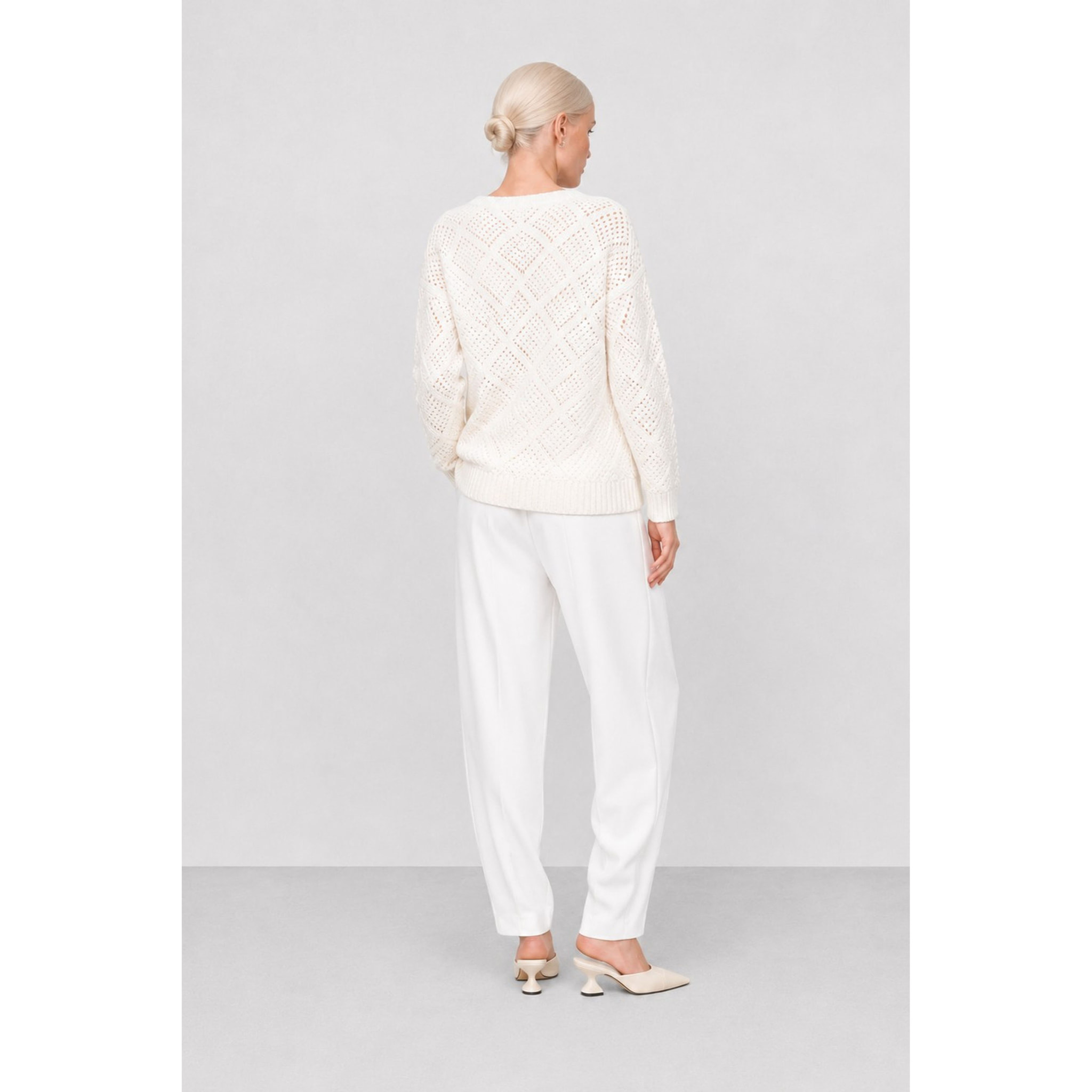 Kocca - Maglia a maniche lunghe con rombi traforati in misto lana Donna