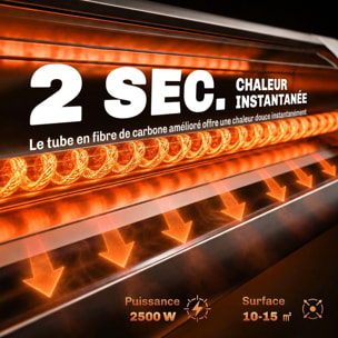 Radiateur infrarouge sur pieds réglable  830/1660/2500W 3 niv. télécommande housse alu noir
