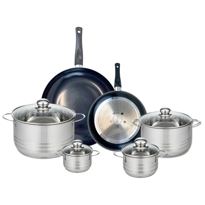 Ensemble de 2 Poêles de cuisson 24 et 32 cm et 4 faitouts 12, 14, 20 et 24 cm Elo Prima Brillant