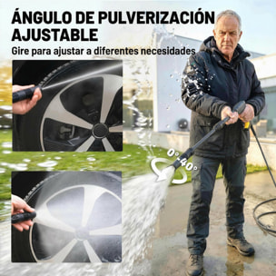 Hidrolimpiadora de Alta Presión 1600W, Presión 120 Bar, Caudal 390 L/h, con Bomba de Aluminio, Parada Automática, Manguera 3 m, Boquilla Ajustable, Ruedas para Hogar, Jardín, Coche, Amarillo