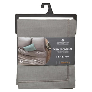Taie d'oreiller "Carina" coton gris souris 63x63cm