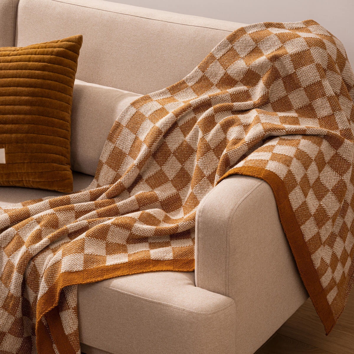 Plaid tricot Itha motif damier 130x180cm