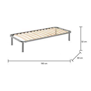 Rete letto singolo Agos, Rete ortopedica a doghe, 100% Made in Italy, Cm 80x190h 31