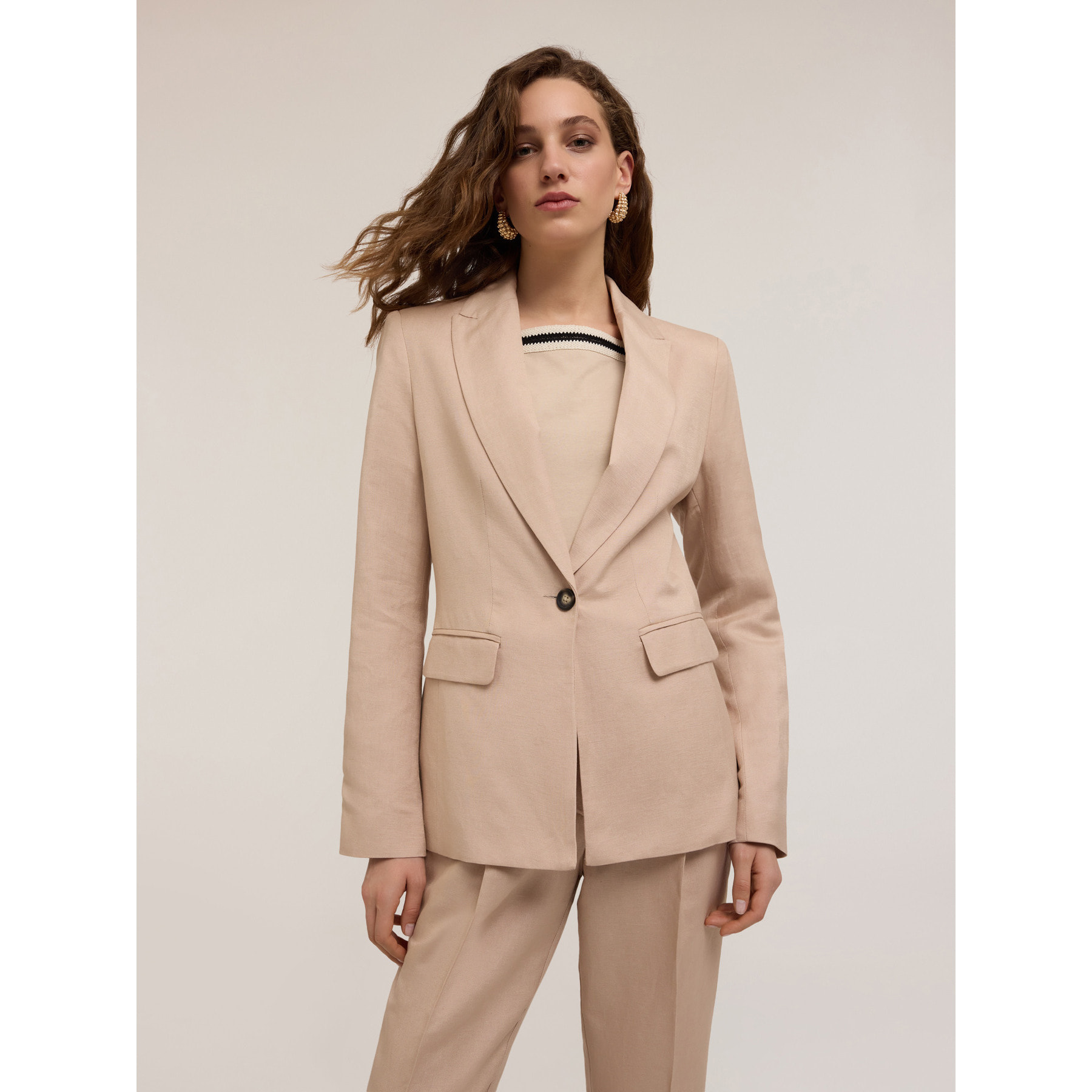 Motivi - Blazer monopetto misto lino - Beige