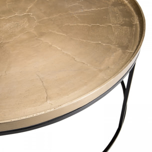 JONAS - Table basse ronde 88x88cm aluminium doré pieds ronds métal noir