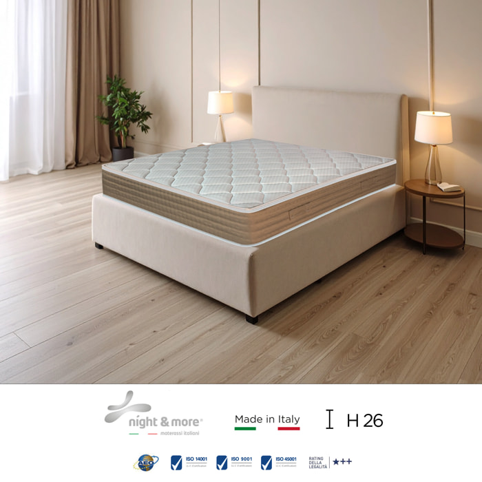 "Carmen" H26 cm 160x200 2 guanciali Hydrogel OMAGGIO a molle insacchettate indipendenti ,7 zone a portanza differenziata arrotolato