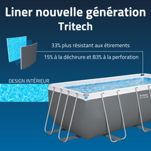Bestway Piscine hors sol tubulaire rectangulaire Bestway Steel Pro MAX 412 x 201 x 122 cm gris