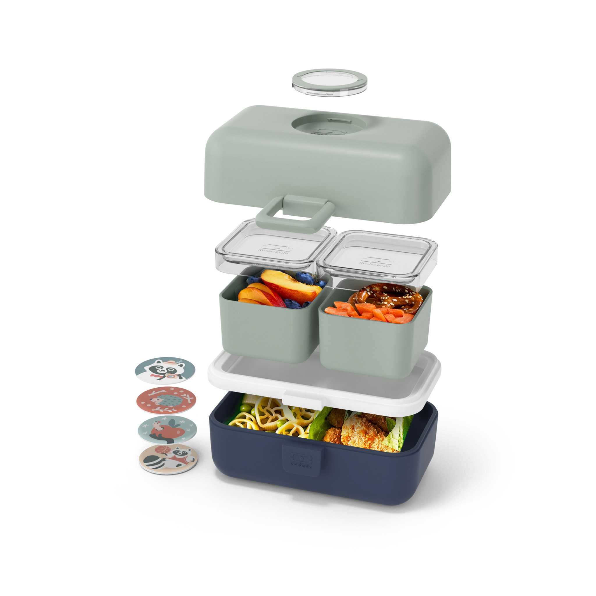 Lunch box à compartiments pour enfant Tresor 800ml Vert/Bleu