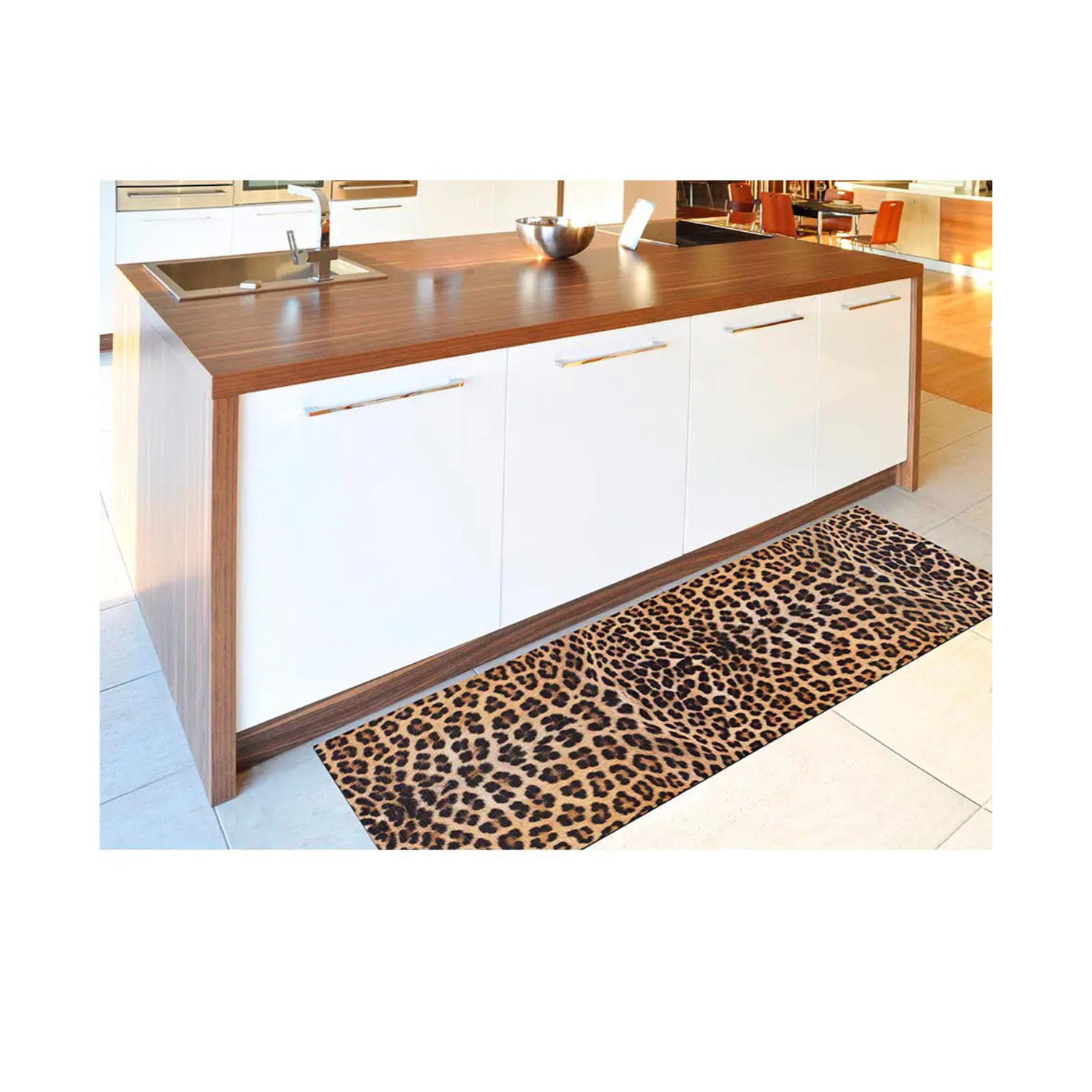 RICCI Alfombra vinílica de cocina estampado animal en amarillo, varias medidas disponibles.