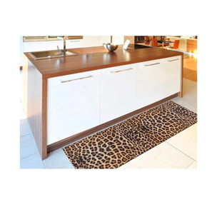 RICCI Alfombra vinílica de cocina estampado animal en amarillo, varias medidas disponibles.