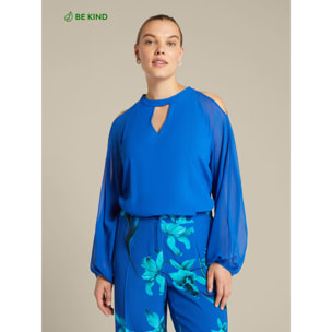 Elena Mirò - Blusa elegante con aberturas - Azul aciano