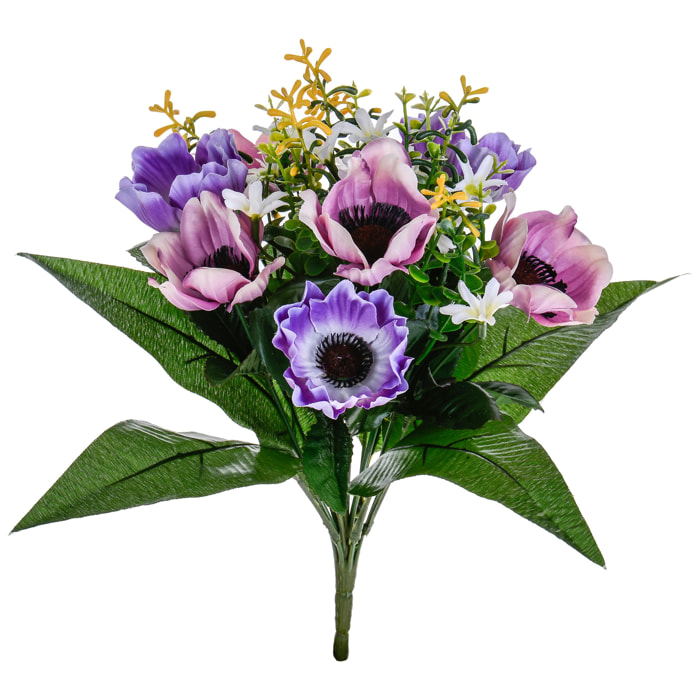 Bouquet Di Anemoni. Altezza 34 Cm - Pezzi 6 - 24X34X24cm - Colore: Rosa - Bianchi Dino - Fiori Artificiali