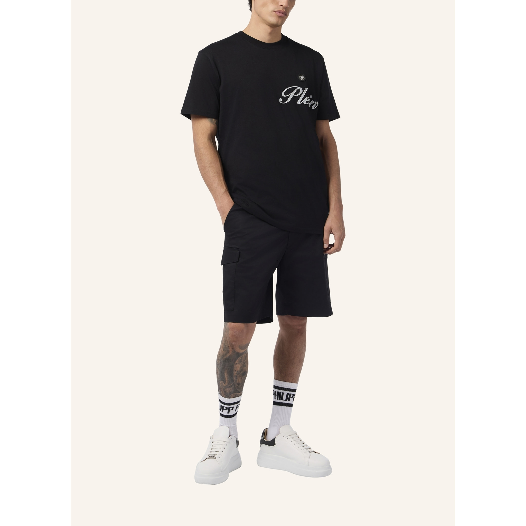 PHILIPP PLEIN Camiseta de cuello redondo y manga corta SIGNATURE