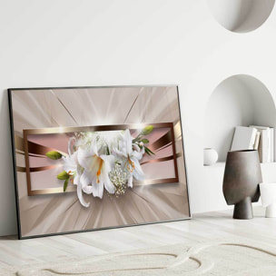 Affiche encadrée fleurs blanches élégantes Affiche + cadre en métal - Noir