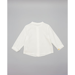 Camisa Blanca De Viella Con Cuello Mao