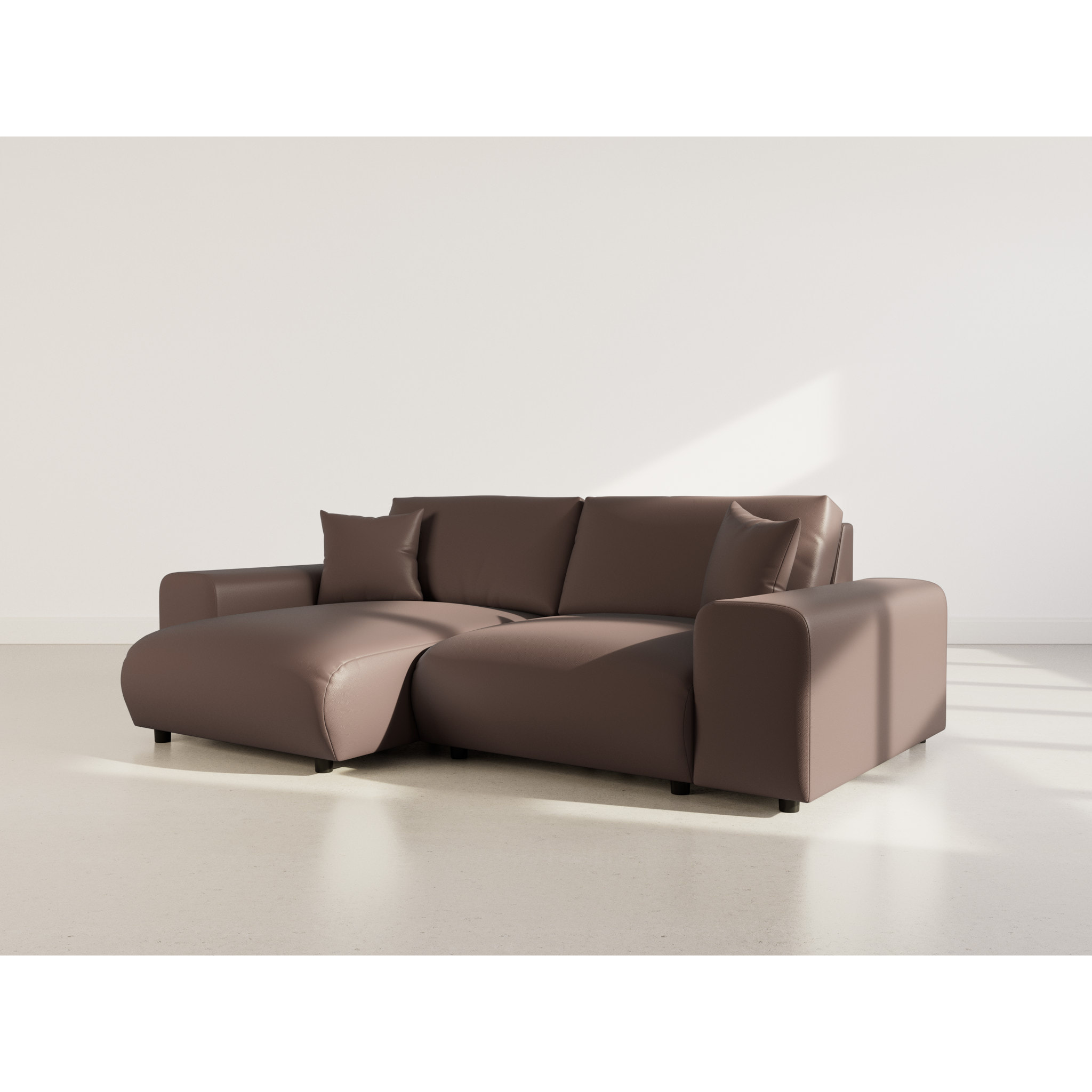 Garance - canapé d'angle réversible 4 places en simili - Marron