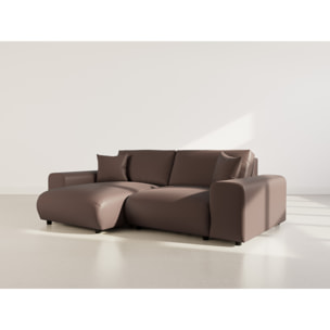Garance - canapé d'angle réversible 4 places en simili - Marron