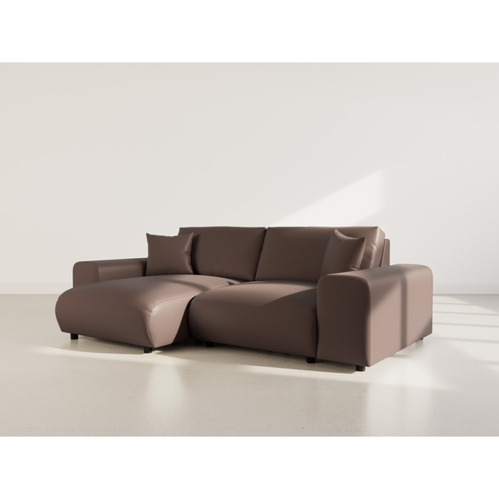 Garance - canapé d'angle réversible 4 places en simili - Marron