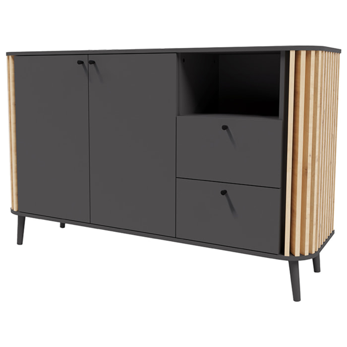Camberwell - buffet bas - gris et effet bois - 138 cm - Bois / Gris