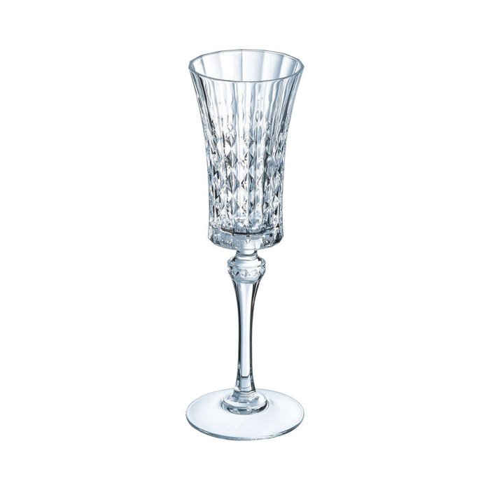 6 flûtes à champagne 15cl Lady Diamond - Cristal d'Arques - Verre ultra transparent au design vintage