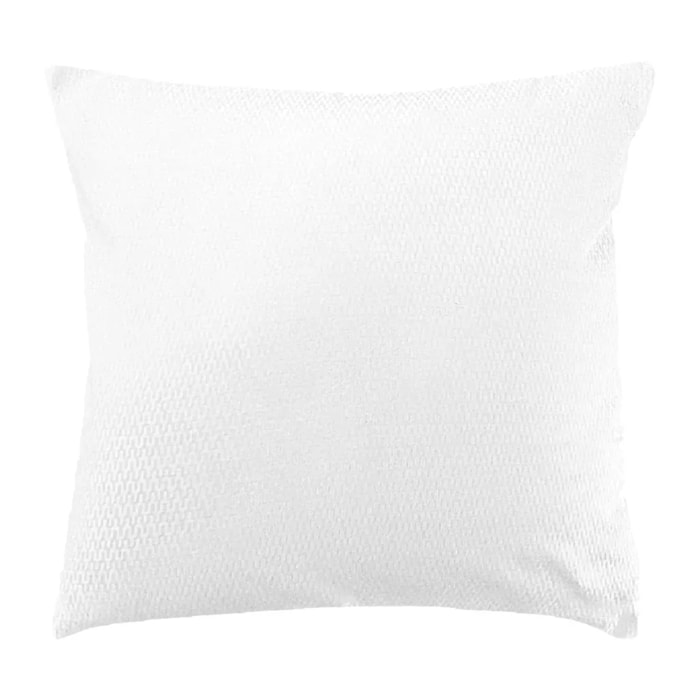 Taie d'oreiller satin de coton motif jacquard blanc Vibrato blanc