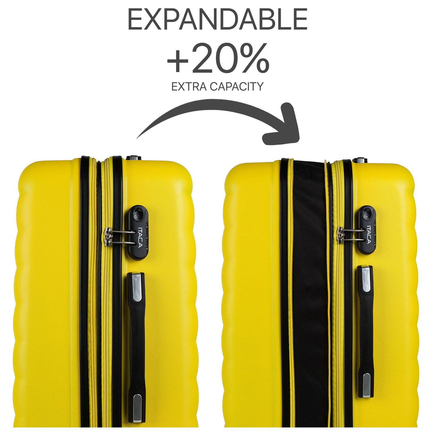 Juego De Maletas Rígidas Abs Itaca Simoa Amarillo