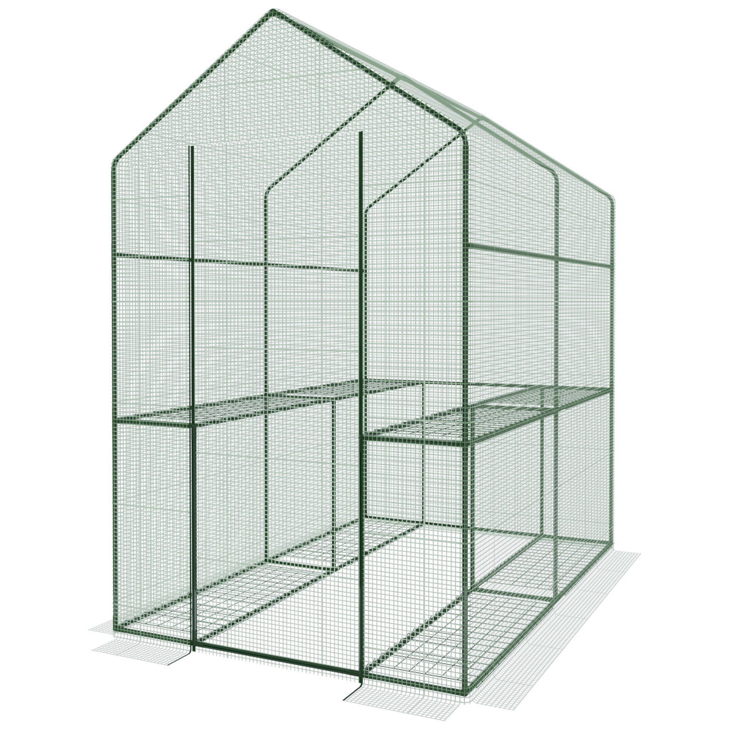 Serra Da Giardino Per Orto Con 4 Ripiani In Metallo Telaio In Acciaio Telo Retinato In Propilene Trasparente Porta Avvolgibile 186x120x190 Cm