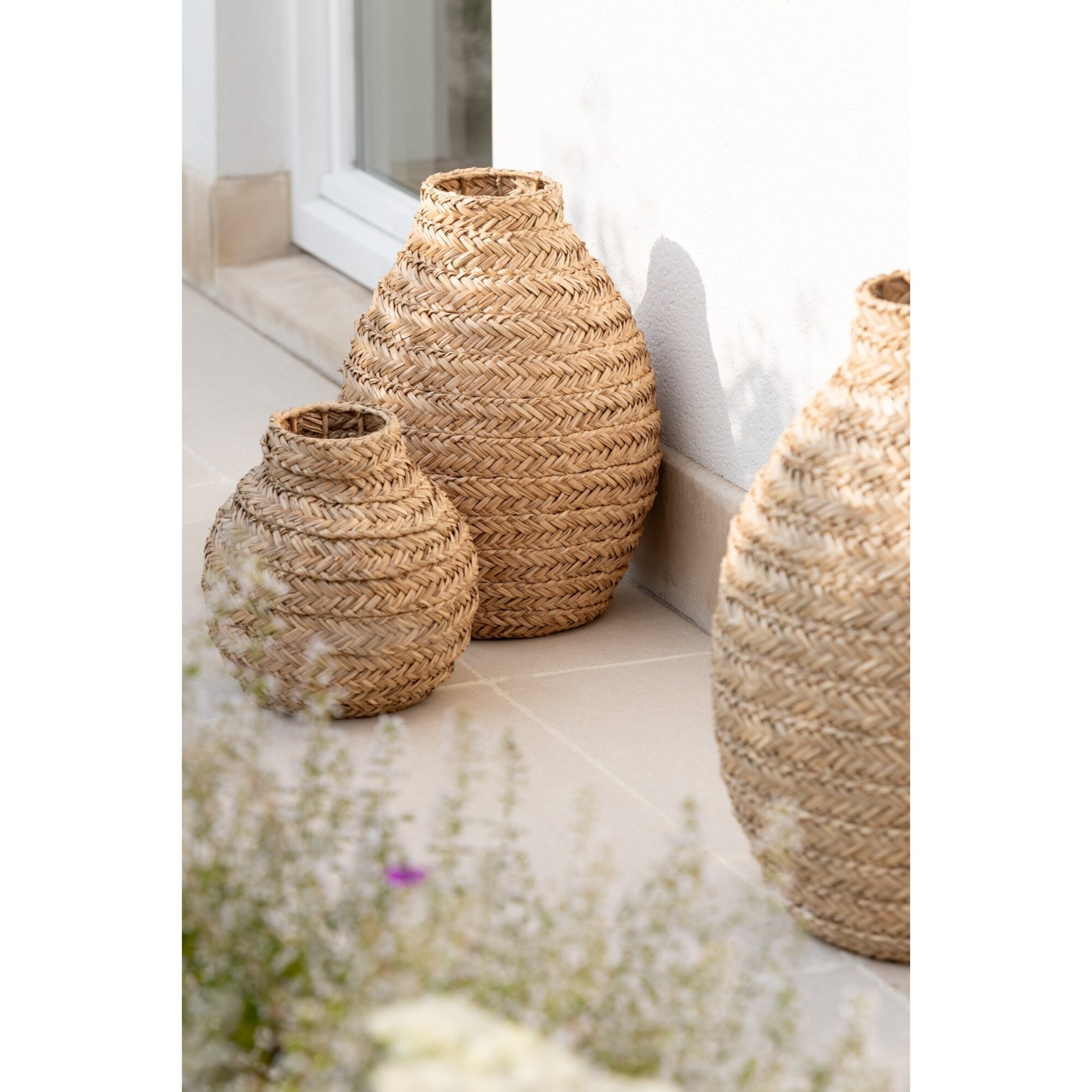 J-Line vase Tressé - jonc de mer - naturel - large - 60 cm de hauteur