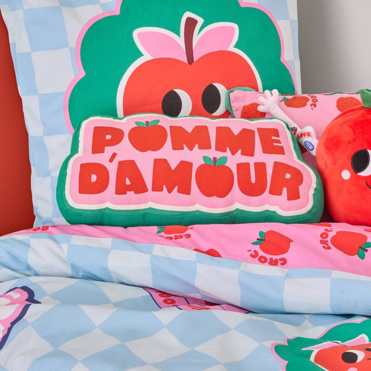 Coussin Cha Cha Pop Pomme d'amour 20x44cm Vert et Rose