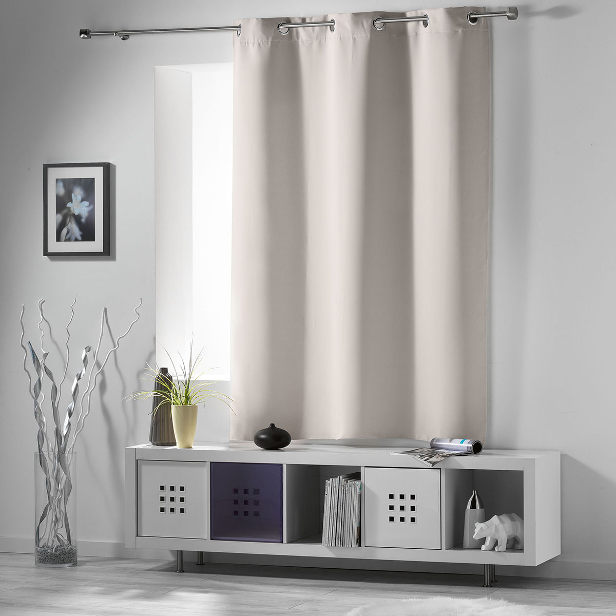 Rideau court obscurcissant 90 % adapté radiateur - Naturel