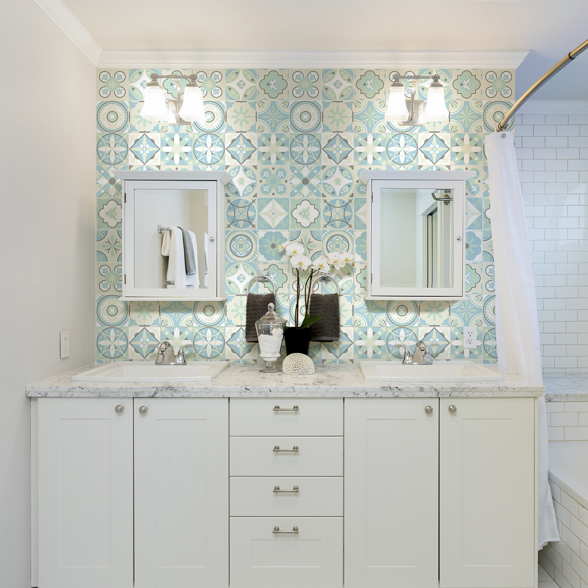 Stickers muraux - Sticker Mural Carrelage adhésif Cuisine Salle de Bain - 24 STICKERS CARRELAGES AZULEJOS GUILIANITA