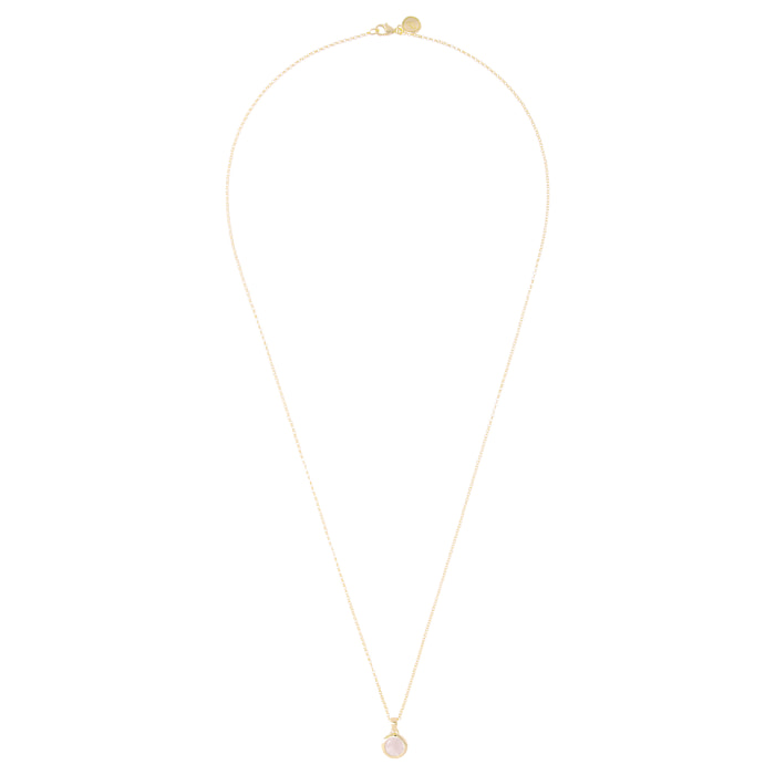 Collana con Pendente in Quarzo Rosa Sfaccettato Placcato Oro Giallo 18kt