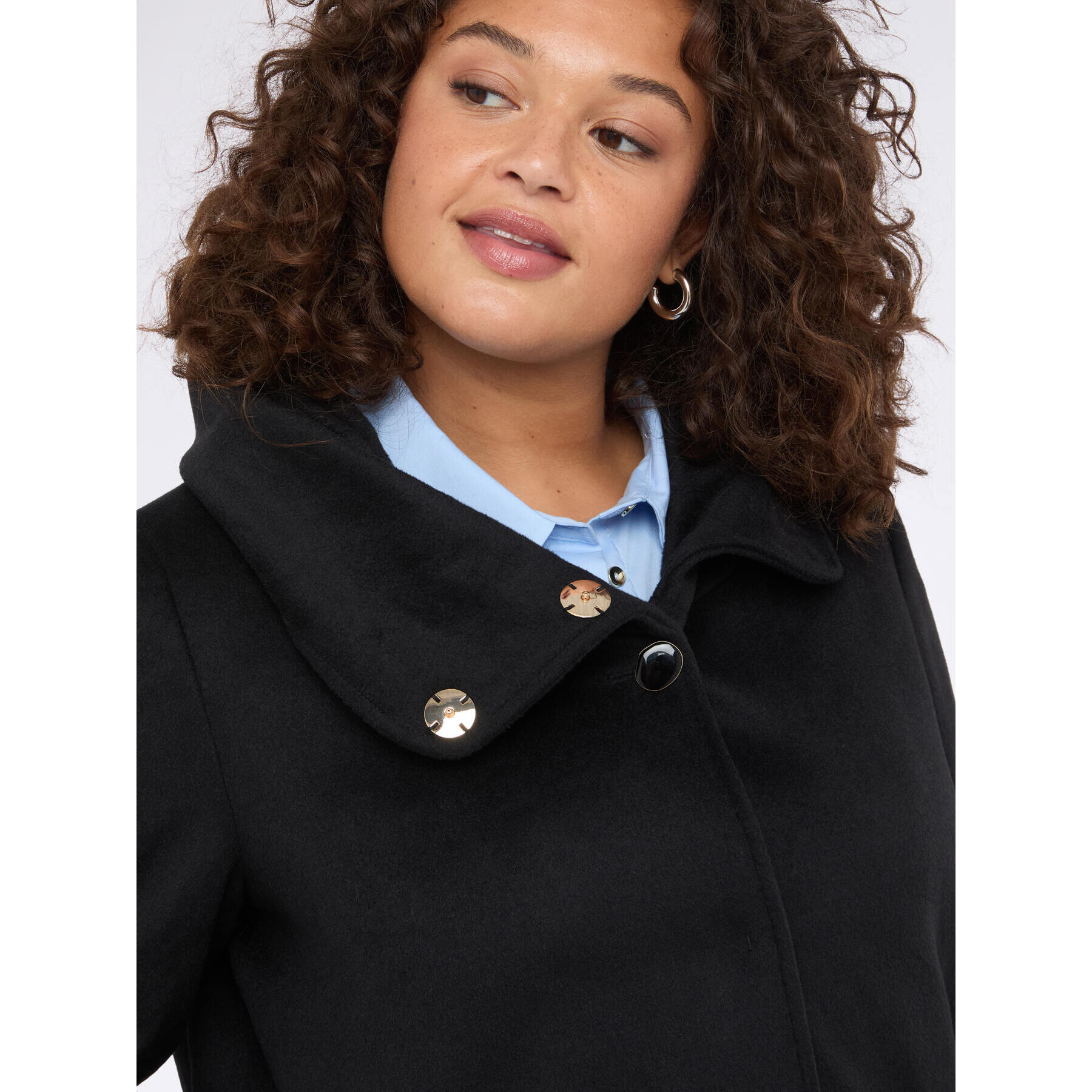 Fiorella Rubino - Cappottino corto in misto lana con collo alto - Nero