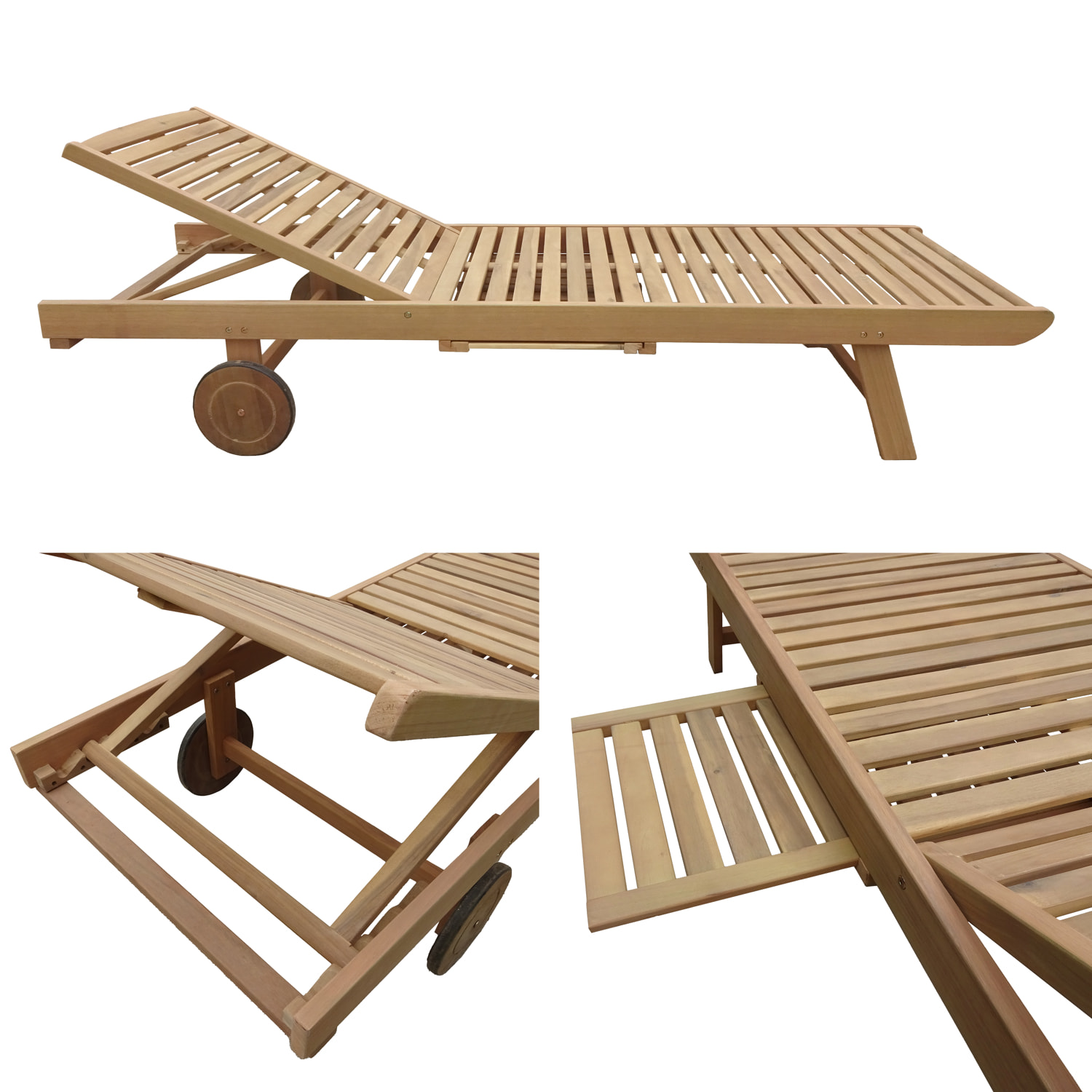 Bain de soleil pliant en acacia KANAWA