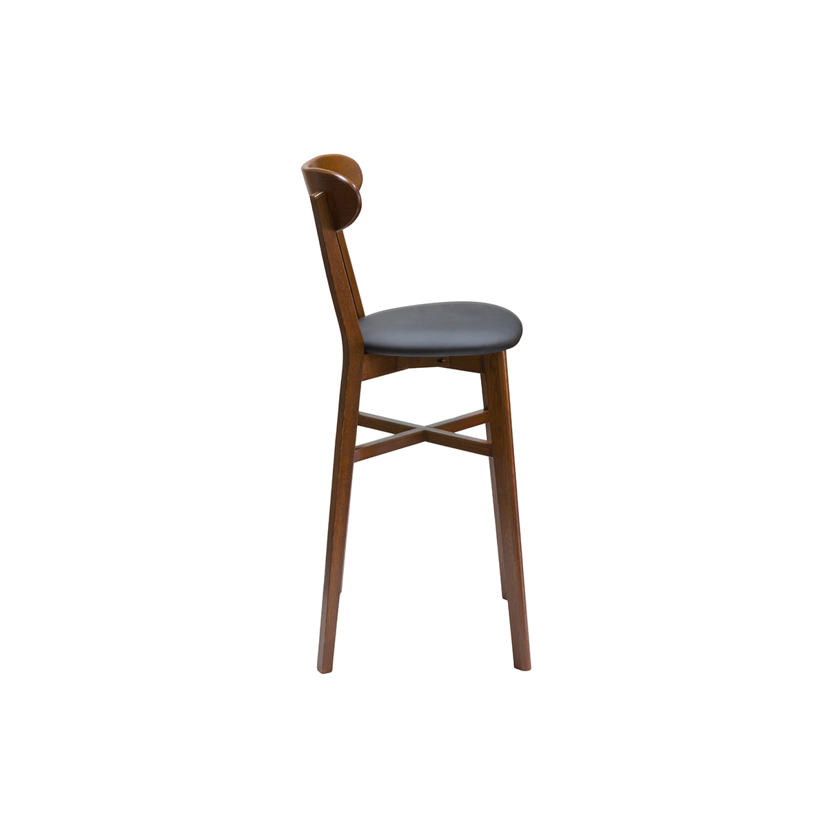 Tabouret de bar vintage noyer et noir H75 cm DOVE