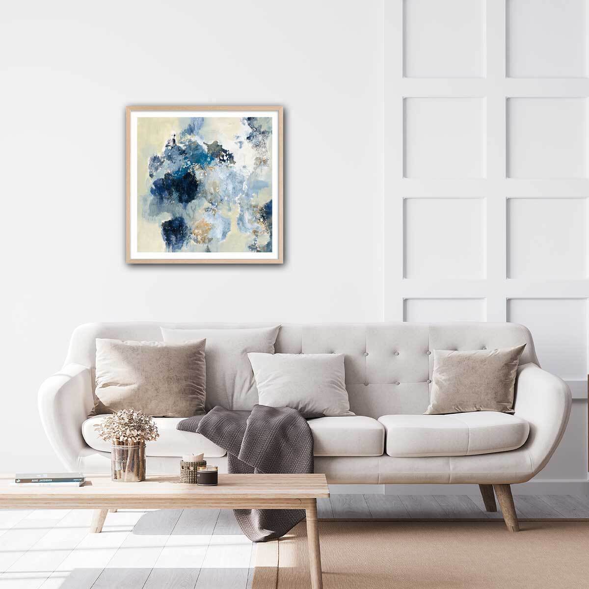 Affiche Indigo bleu Affiche + cadre en bois - Chêne