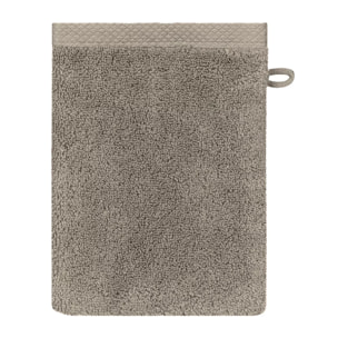 Gant de toilette pur coton 550 g/m² uni beige Elea chataignes