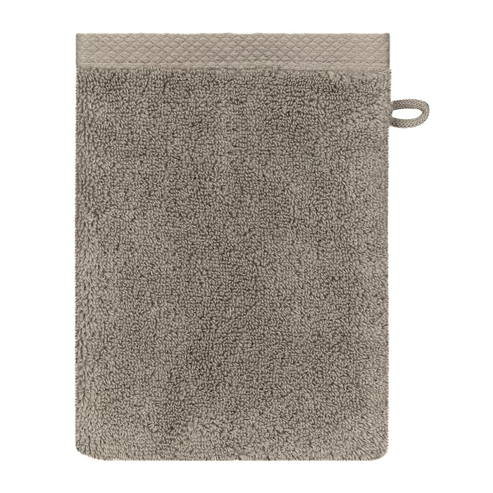 Gant de toilette pur coton 550 g/m² uni beige Elea chataignes