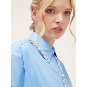 Motivi - Camisa con bordado de piedras - Light - blue