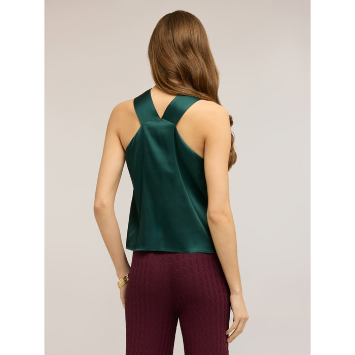 Motivi - Top de raso con drapeado - Verde