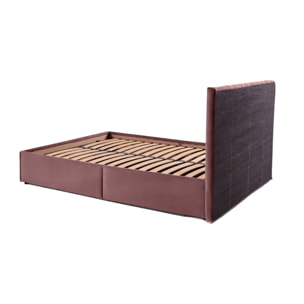 Klimt - lit coffre - 140x190 - en velours - sommier inclus - Rose