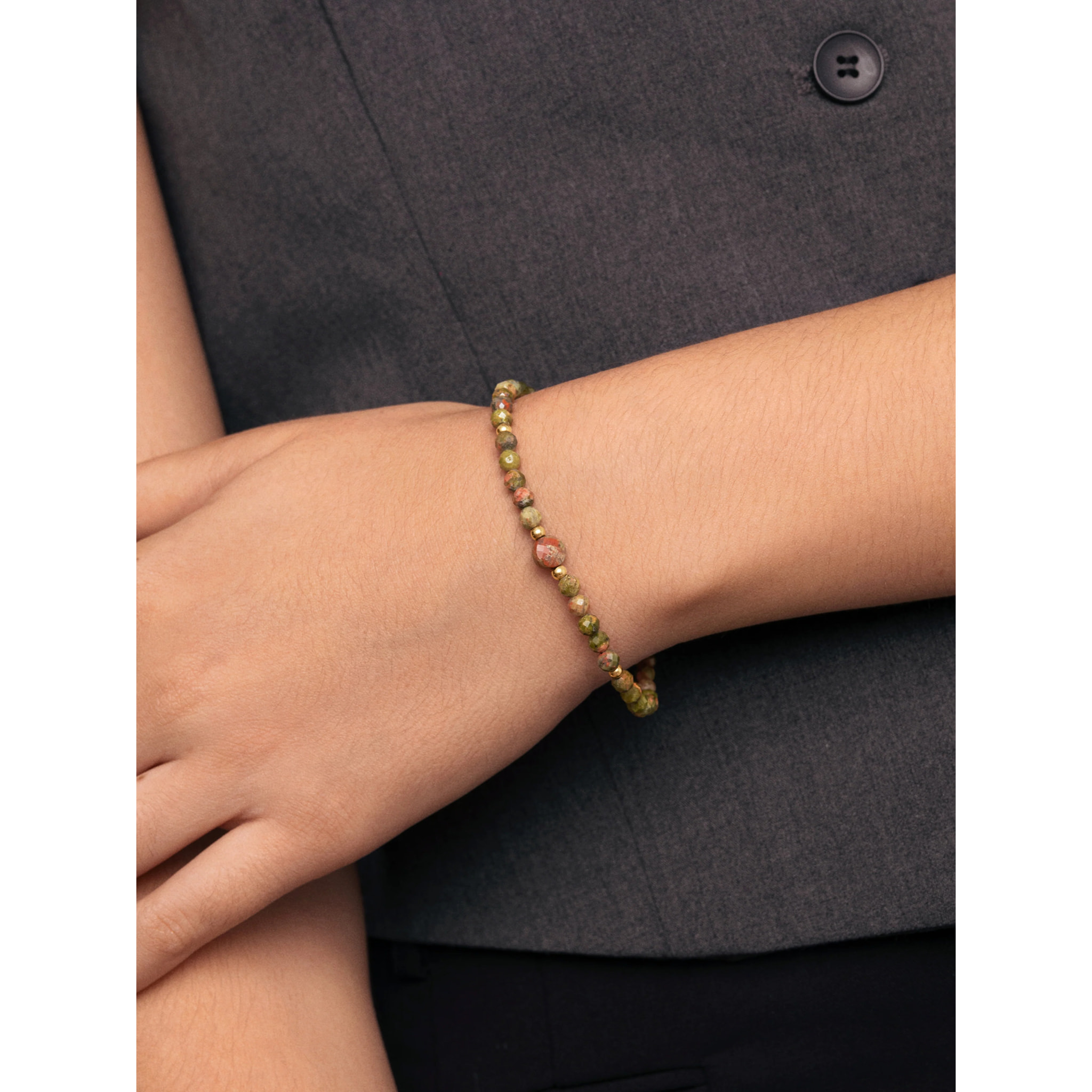 Pulsera Amulet Unakita Acero Baño Oro