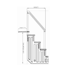 Escalier simple pour piscine en plastique
