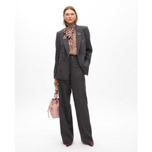 Pantaloni dritti a righe con elastico in vita