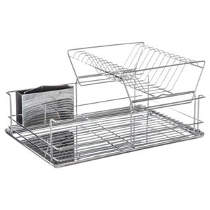 Égouttoir acier 2 niveaux avec plateau inox